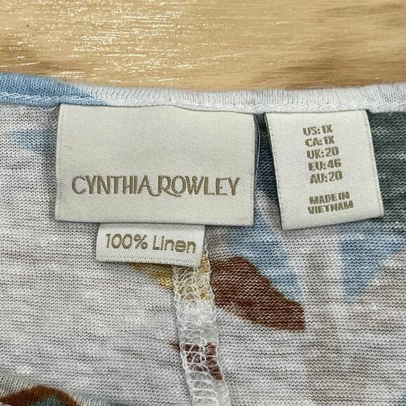 Cynthia Rowley 100% Linen Top Womens Size 1X Floral Lightweight Casual Beachy - Picture 3 of 7